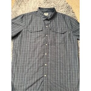 LL Bean Men's Shirt‎ L Regular Gray Blue Plaid Nylon Blend Button Front Pockets
